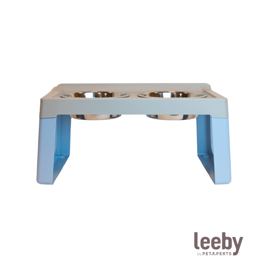 Leeby Comedouro Duplo Azul em A&ccedil;o Inoxid&aacute;vel para c&atilde;es, , large Imagem n&uacute;mero 2