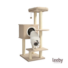 Leeby Boucle Collection árvore arranhadora com cama nido e brinquedo para gatos
