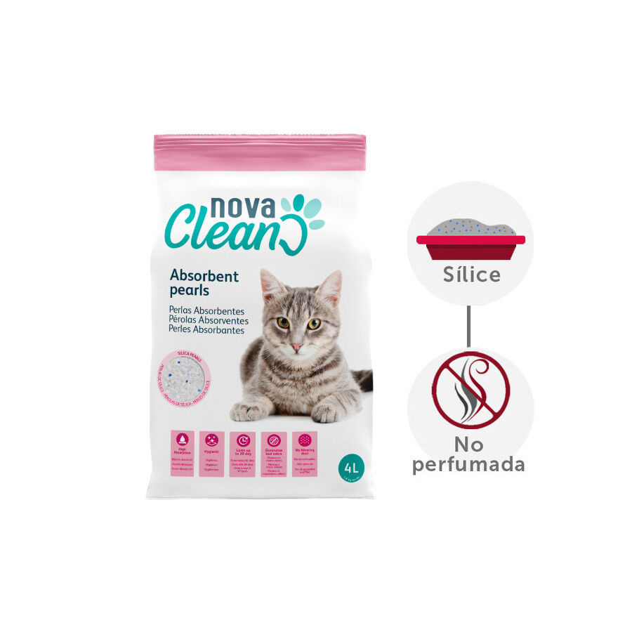 4 L Nova Clean Areia S&iacute;lica P&eacute;rolas Absorventes para gatos, , large Imagem n&uacute;mero 2