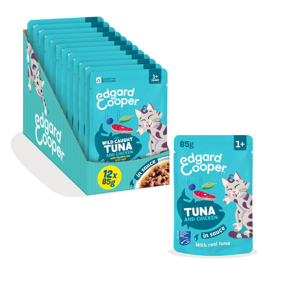 85 g Edgard & Cooper Comida h&uacute;mida de atum e frango em molho em saquetas para gatos, , large Imagem n&uacute;mero 2