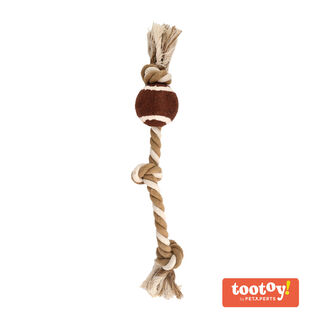 Tootoy! Pull RopeTennisball Natural bola de ténis com corda para cães