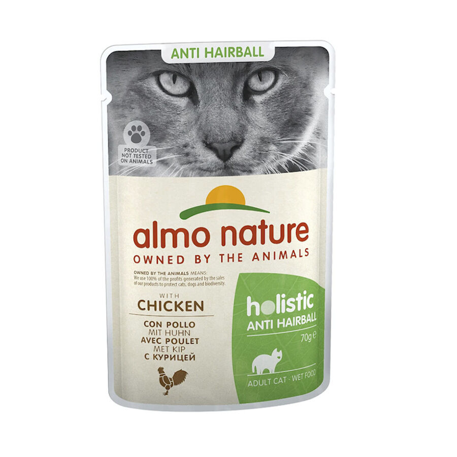 70 g Almo Nature Antihairball frango saqueta para gatos, , large Imagem n&uacute;mero 1