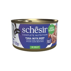 Schesir Adult Atum com Carne de Vaca em Gelatina lata para gatos 