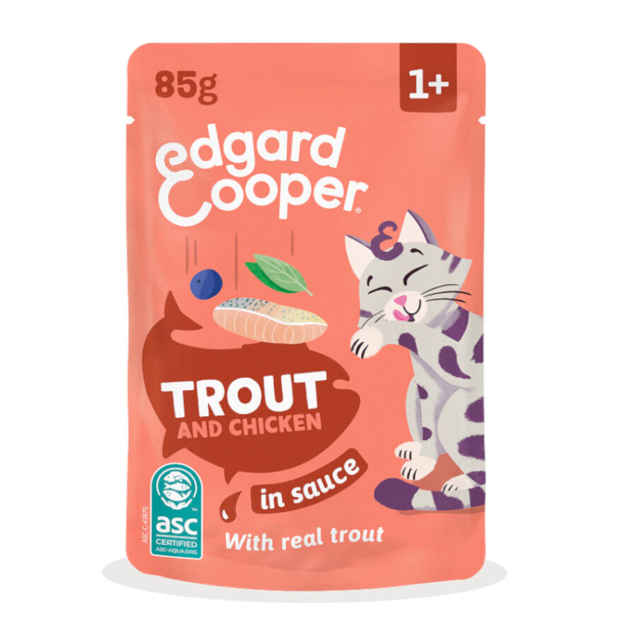 85 g Edgard & Cooper Trucha y Pollo sobre en salsa para gatos, , large Imagem n&uacute;mero 1