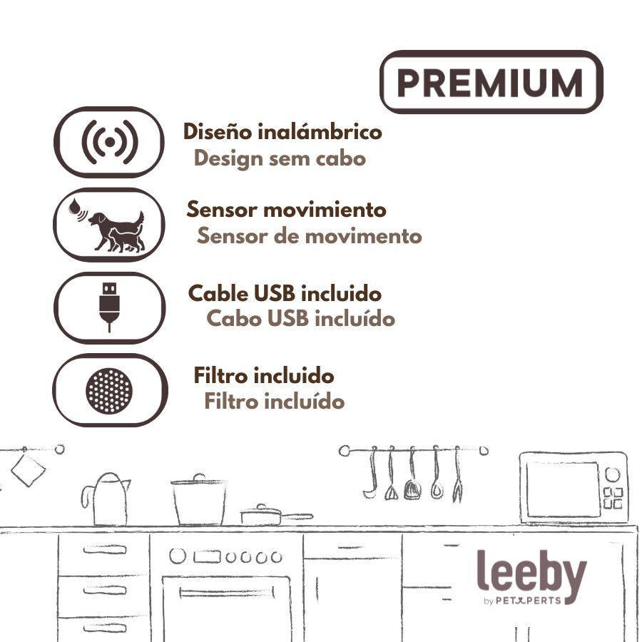 Leeby Fonte de &Aacute;gua Sem Fios Branca para c&atilde;es e gatos, , large Imagem n&uacute;mero 5