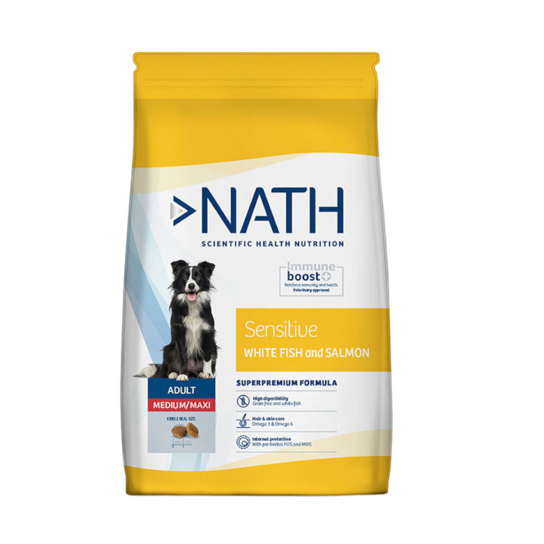 3 kg Nath Adult Medium / Maxi Sensitive Peixe Branco e Salmão ração para cães,  Imagem número 1 3 kg Nath Adult Medium / Maxi Sensitive Peixe Branco e Salmão ração para cães, , large Imagem número 1