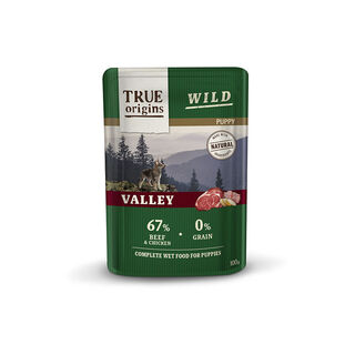 True Origins Wild Puppy Valley Vitela e Frango saquetas para cães