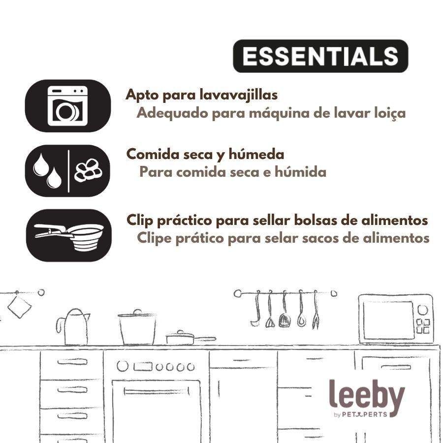 Leeby Colher Medidora Dobr&aacute;vel Castanha para c&atilde;es e gatos, , large Imagem n&uacute;mero 5