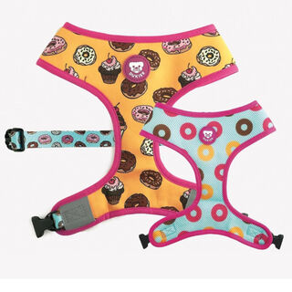Dukier Peitoral Reversível com Estampado de Cupcakes & Donuts para cães