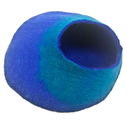 Walking Palm azul cueva de lana a mano para gatos Imagem n&uacute;mero 1