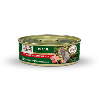 True Origins Wild Adult de Peru e Framboesa lata para gatos