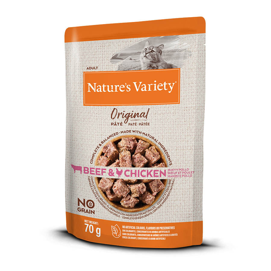 70 g Nature's Variety Original Adult carne de vaca e frango saquetas para gatos, , large Imagem n&uacute;mero 1