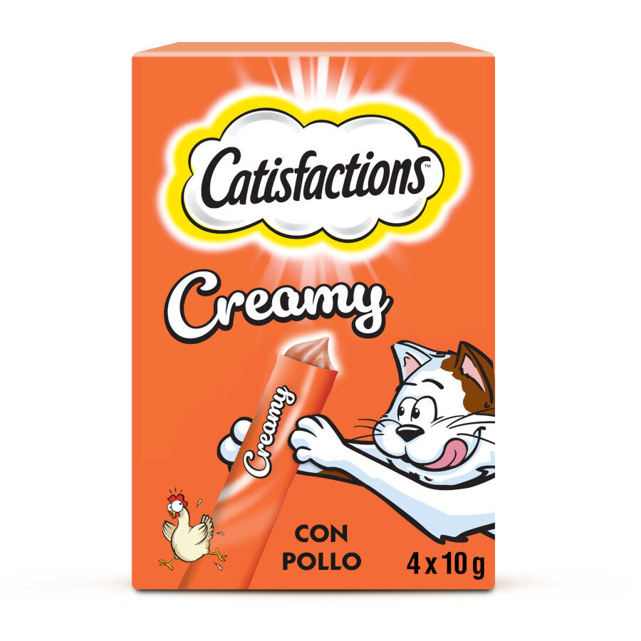 4 saquetas x 10 g Catisfactions Creamy Snack de frango cremoso para gatos, , large Imagem n&uacute;mero 1