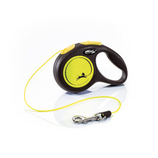 Flexi Neon Reflect Trela Extensível de Cabo Amarelo Neon