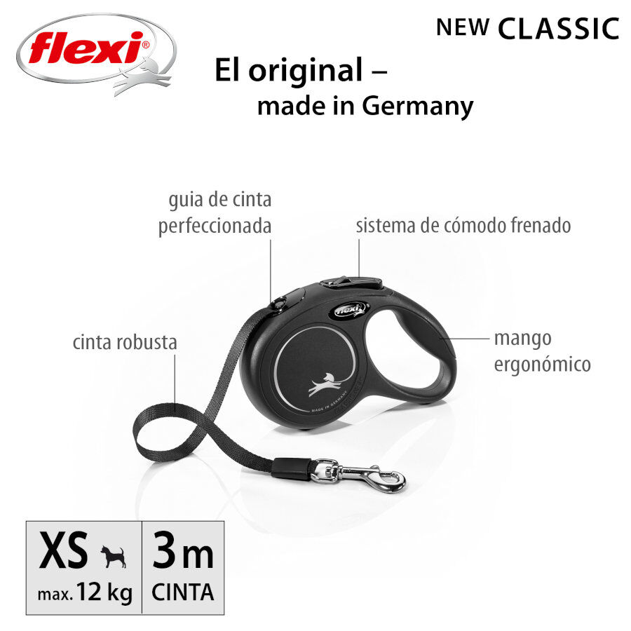 Flexi New Classic Trela extens&iacute;vel de&nbsp;fita preta para c&atilde;es, , large Imagem n&uacute;mero 8