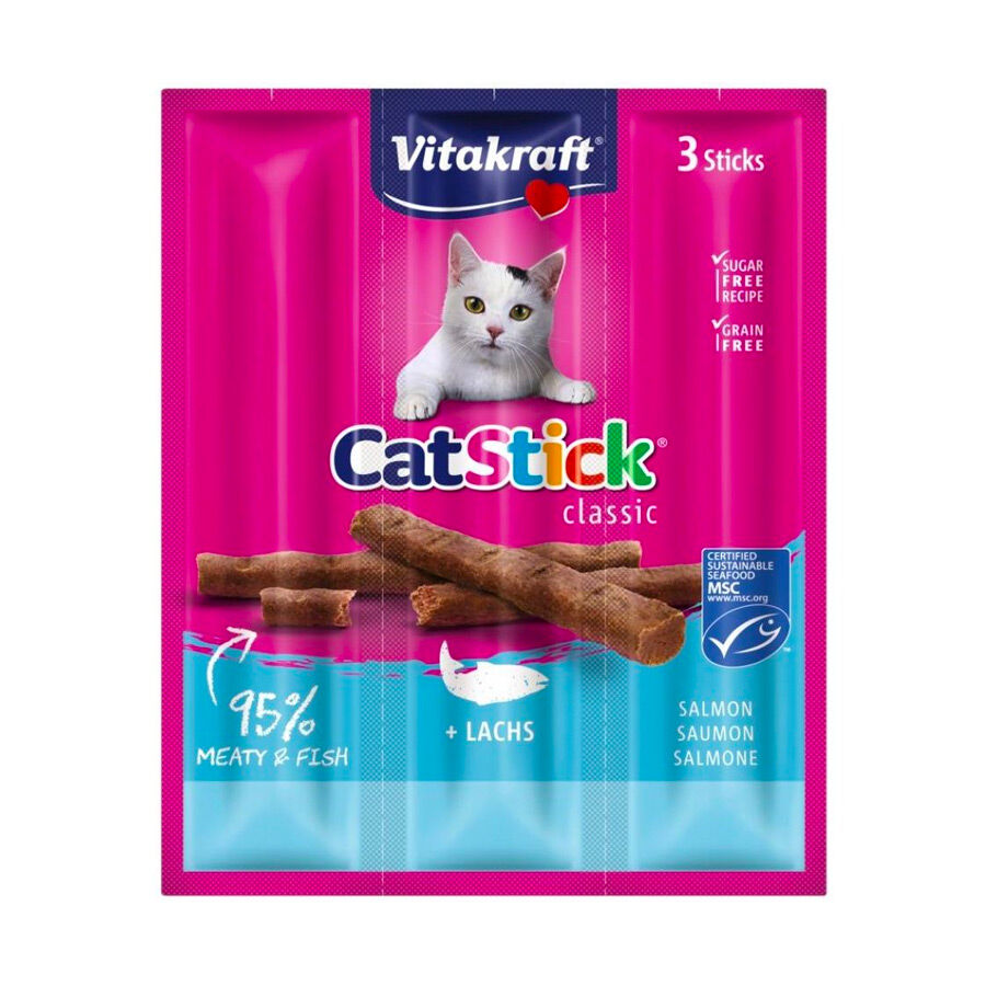3 sticks Vitakraft Cat Stick Classic de Salm&atilde;o para Gatos, , large Imagem n&uacute;mero 1