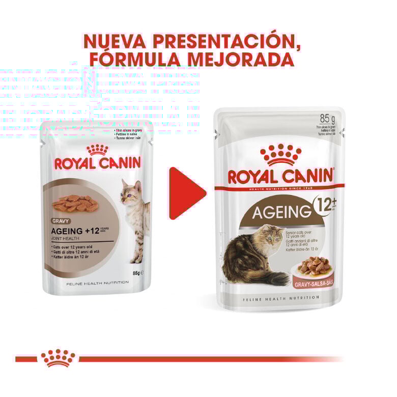 85 g Royal Canin Ageing 12+ alimento húmido com molho em saquetas para gatos,  Imagem número 3 85 g Royal Canin Ageing 12+ alimento húmido com molho em saquetas para gatos, , large Imagem número 3