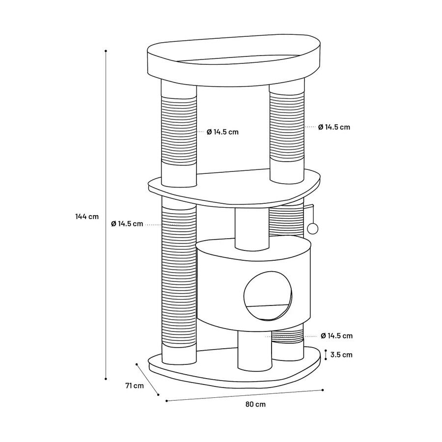 Flamingo Cory &Aacute;rvore Arranhador Cinza para gatos, , large Imagem n&uacute;mero 3