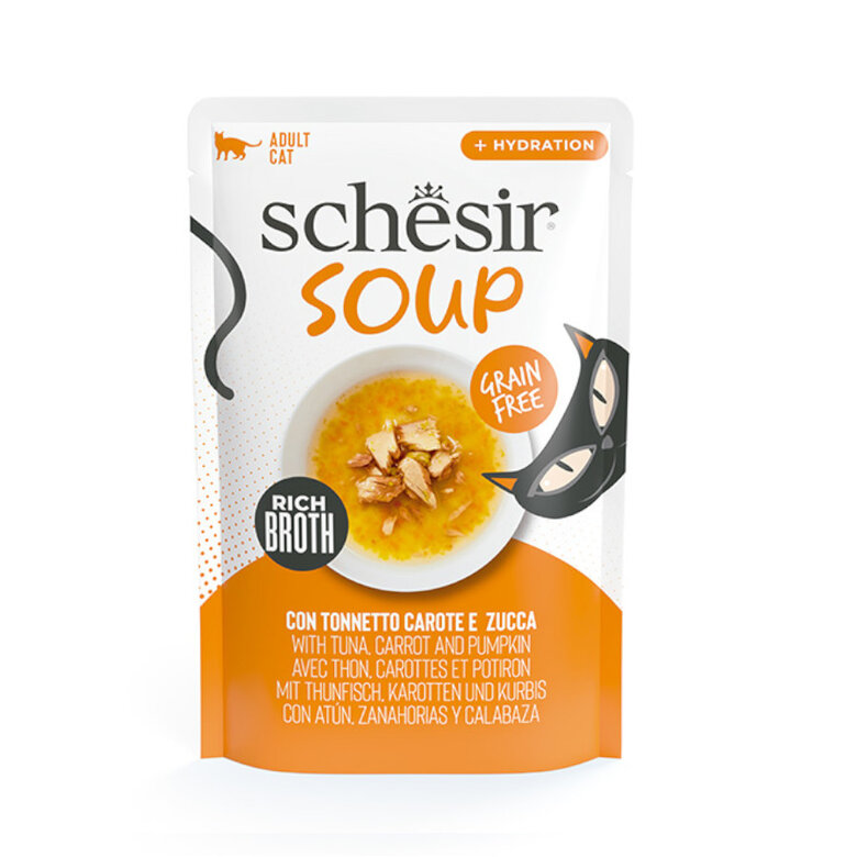 40 g Schesir Atum com Abóbora Sem Grãos em Sachê de Sopa para Gatos,  Imagem número 1 40 g Schesir Atum com Abóbora Sem Grãos em Sachê de Sopa para Gatos, , large Imagem número 1