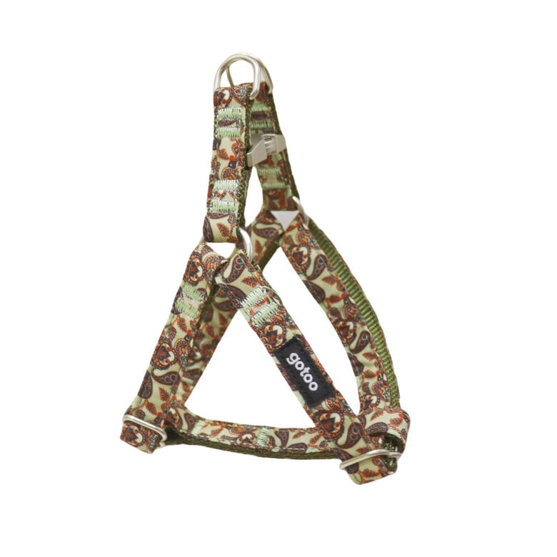 Gotoo Peitoral Estampado Caxemira Caqui para Cães,  Imagem número 1 Gotoo Peitoral Estampado Caxemira Caqui para Cães, , large Imagem número 1