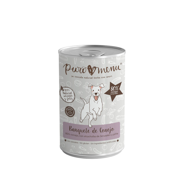 400 g Puro Menu Bio Rabbit Banquet lata para cães,  Imagem número 1 400 g Puro Menu Bio Rabbit Banquet lata para cães, , large Imagem número 1