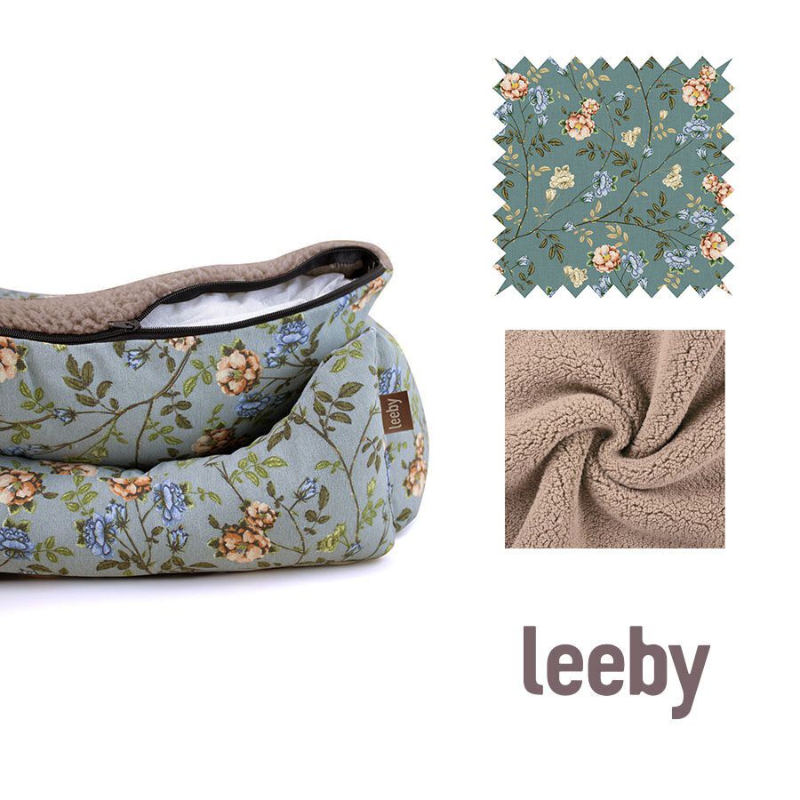 Leeby Alcofa com Capa Amov&iacute;vel Turquesa com Flores para c&atilde;es, , large Imagem n&uacute;mero 5