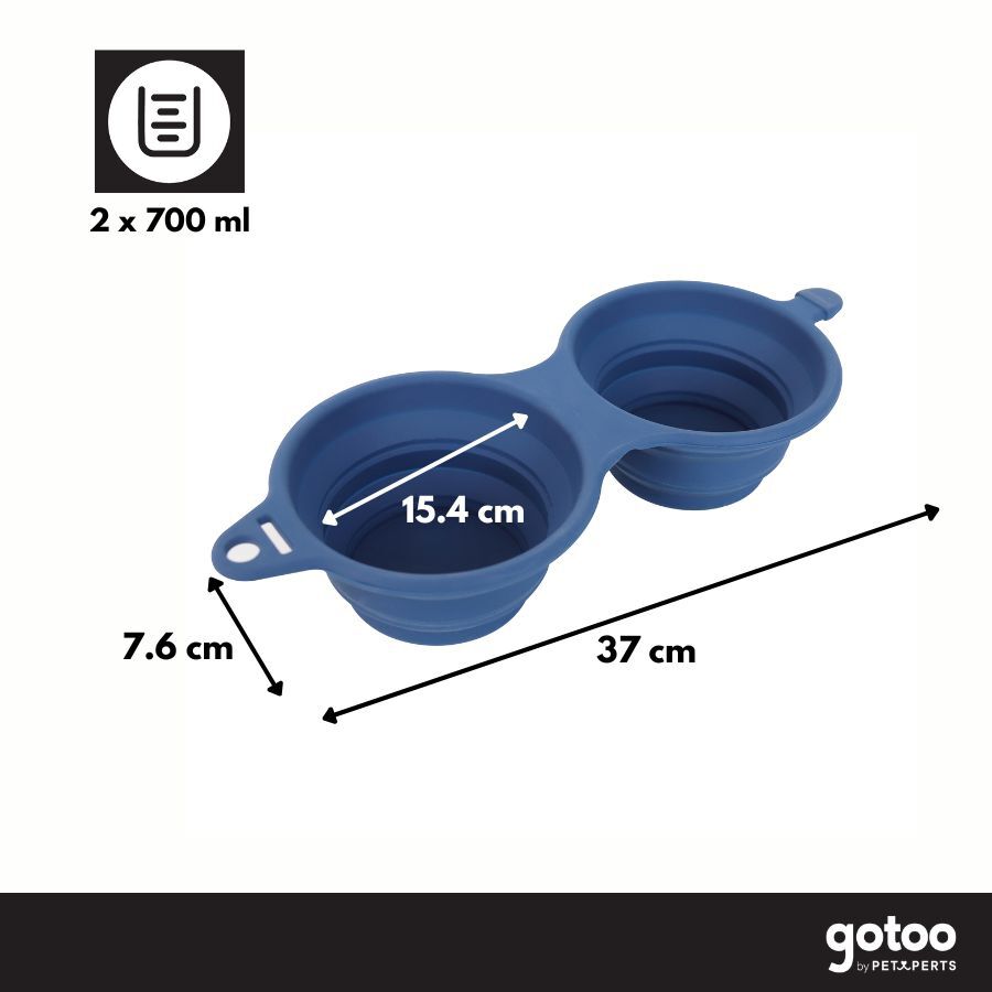 Gotoo Comedouro Port&aacute;til Duplo em Silicone Azul para c&atilde;es e gatos, , large Imagem n&uacute;mero 4