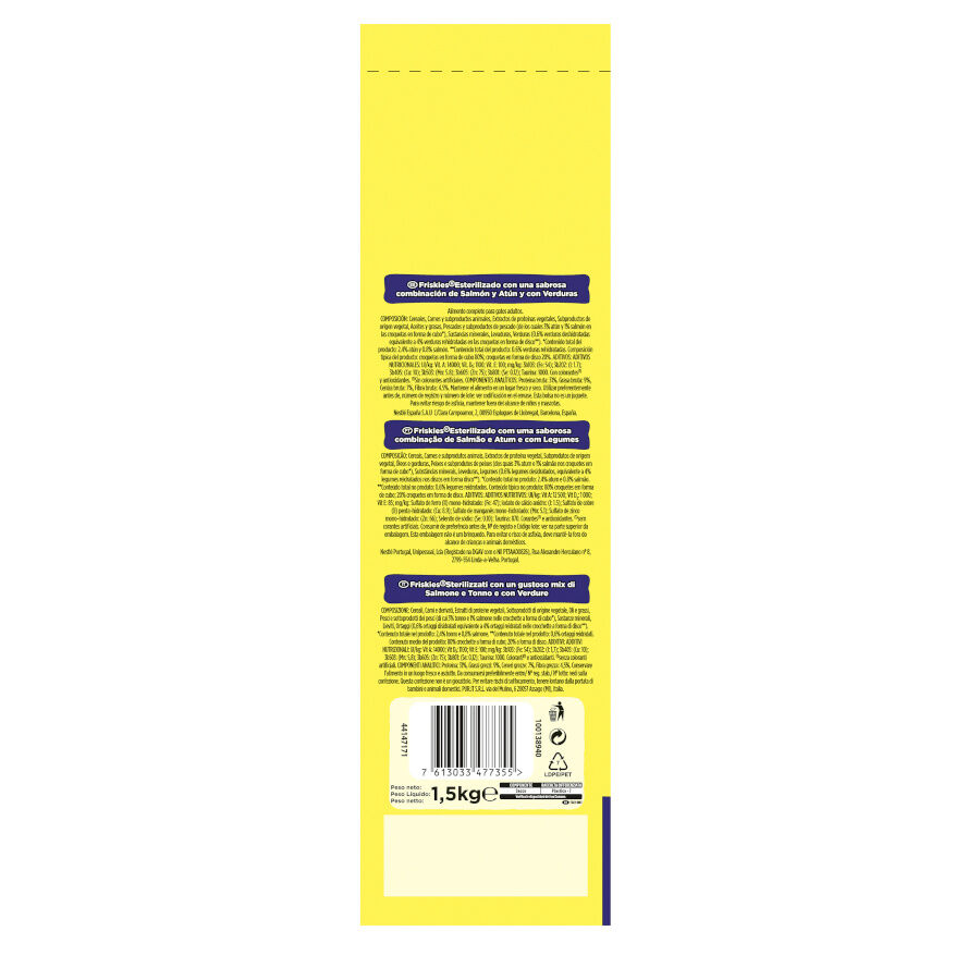 1.5 kg Purina Friskies Sterilized Ra&ccedil;&atilde;o para gatos com salm&atilde;o, at&uacute;m e verduras, , large Imagem n&uacute;mero 6