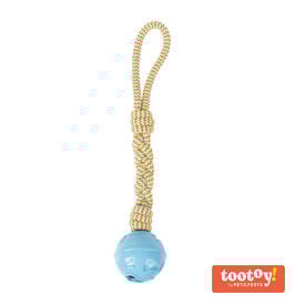 Tootoy! Pull Rope & Treatball Azul bola com corda e porta-snacks para cães