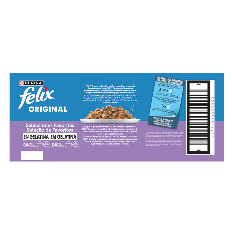 44 saquetas x 85 g Felix Original Sele&ccedil;&atilde;o de favoritos Comida h&uacute;mida em saquetas em gelatina - Multipack, , large Imagem n&uacute;mero 4
