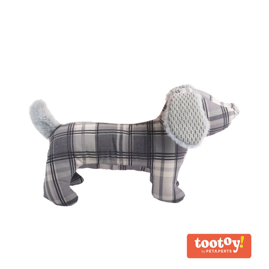 Tootoy! Tartan Dog Cuddler Grey Peluche Teckel para c&atilde;es , , large Imagem n&uacute;mero 1
