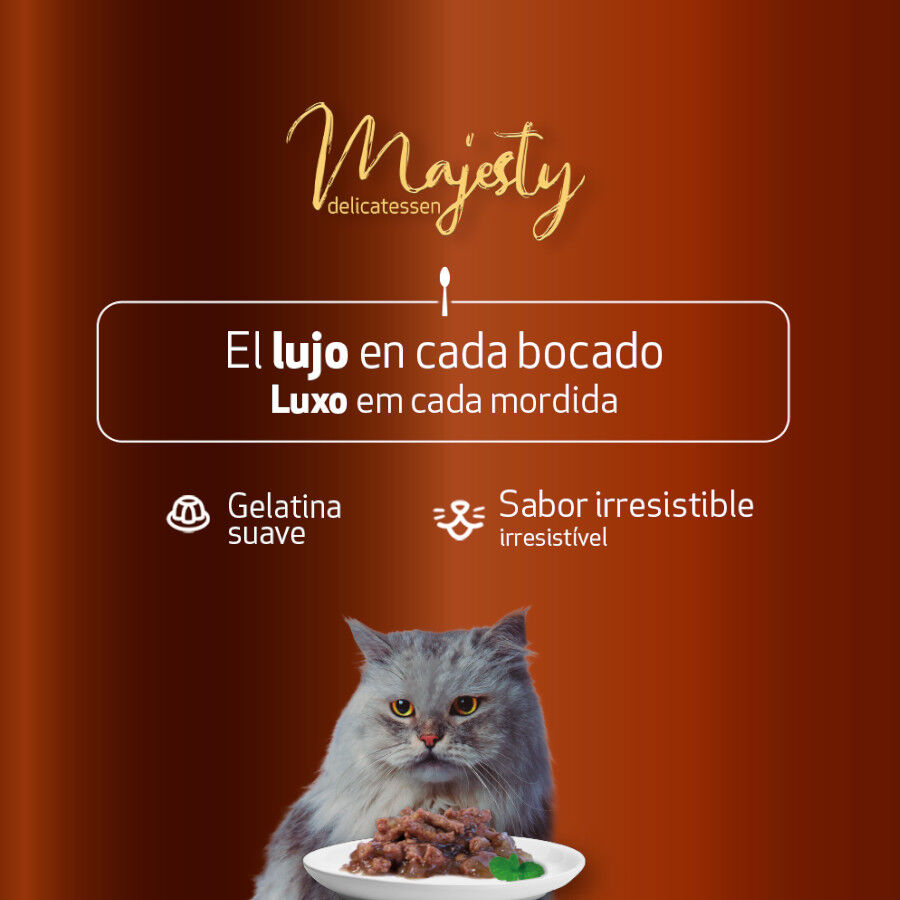 12 saquetas x 100 g Majesty Multipack Comida h&uacute;mida de peixe em saquetas para gatos, , large Imagem n&uacute;mero 5