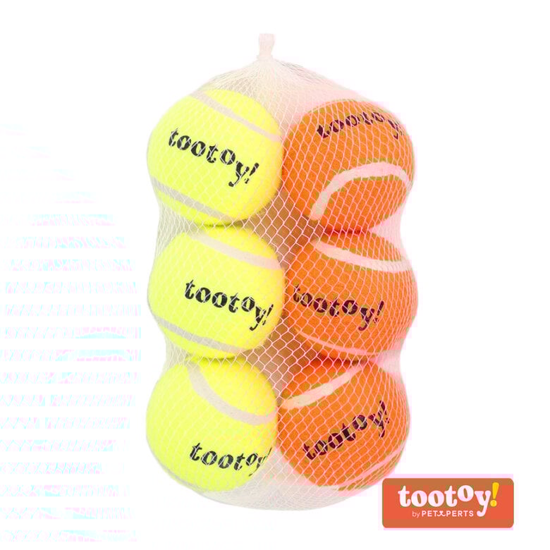 Tootoy! Chase Six Squeaker Ball pack de bolas de ténis para cães,  Imagem número 1 Tootoy! Chase Six Squeaker Ball pack de bolas de ténis para cães, , large Imagem número 1