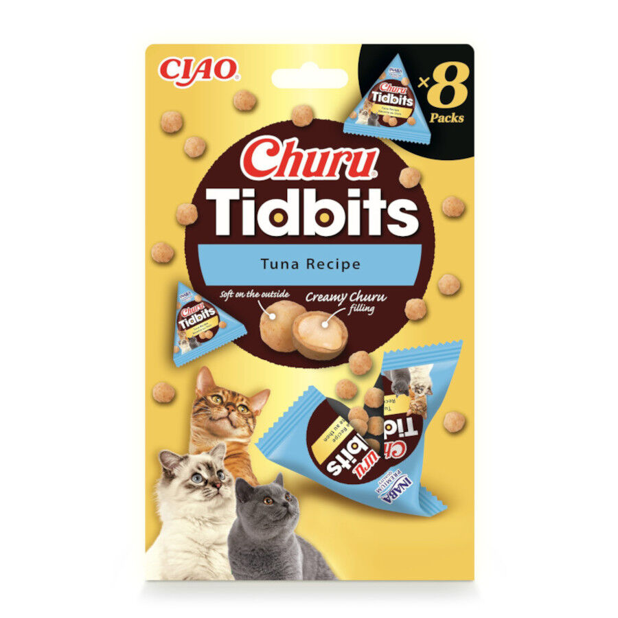 8 saquetas x 12 g Churu Tidbits Snack em bolinhas de atum para gatos, , large Imagem n&uacute;mero 1