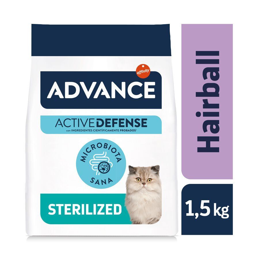 3 kg Advance Active Defense Sterilized Hairball Peru e Cevada ra&ccedil;&atilde;o para gatos, , large Imagem n&uacute;mero 2