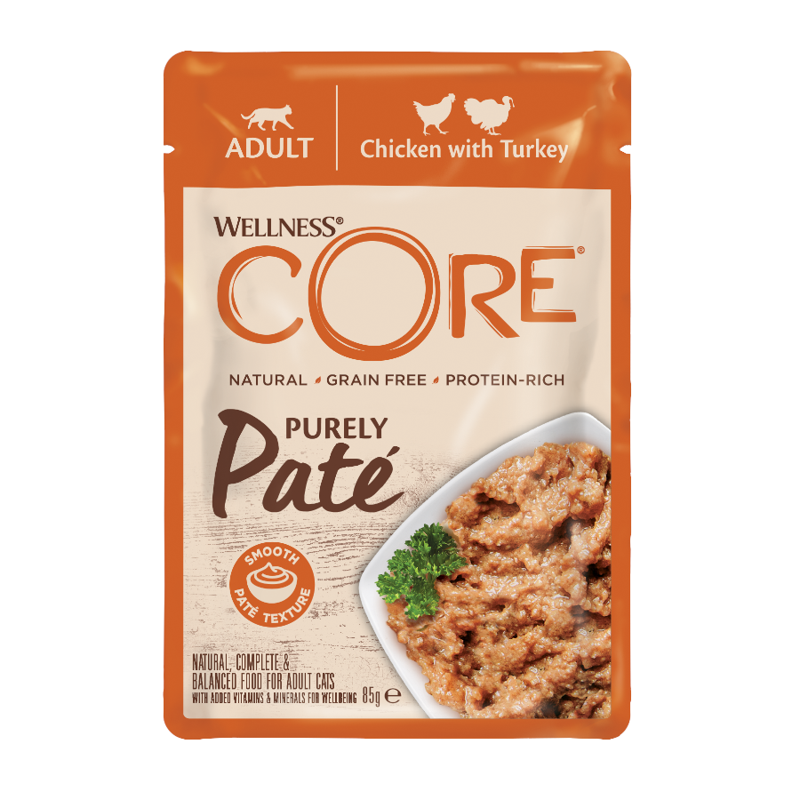 85 g Wellness Core Adult Frango e Peru em Pat&ecirc; saqueta para gatos, , large Imagem n&uacute;mero 3