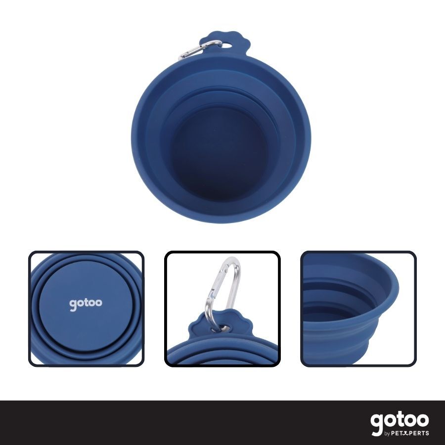 Gotoo Comedouro Dobr&aacute;vel e Port&aacute;til em Silicone Azul para c&atilde;es e gatos, , large Imagem n&uacute;mero 3