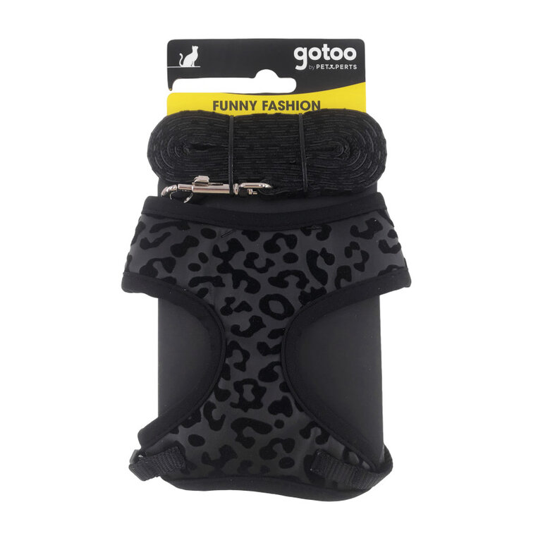 Gotoo Coleira e Peitoral Estampado Animal Preto para Gatos,  Imagem número 7 Gotoo Coleira e Peitoral Estampado Animal Preto para Gatos, , large Imagem número 7