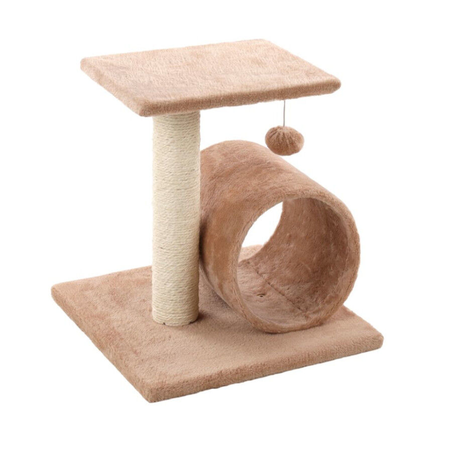 TK-Pet Toulouse Arranhador com T&uacute;nel Bege para Gatos, , large Imagem n&uacute;mero 1