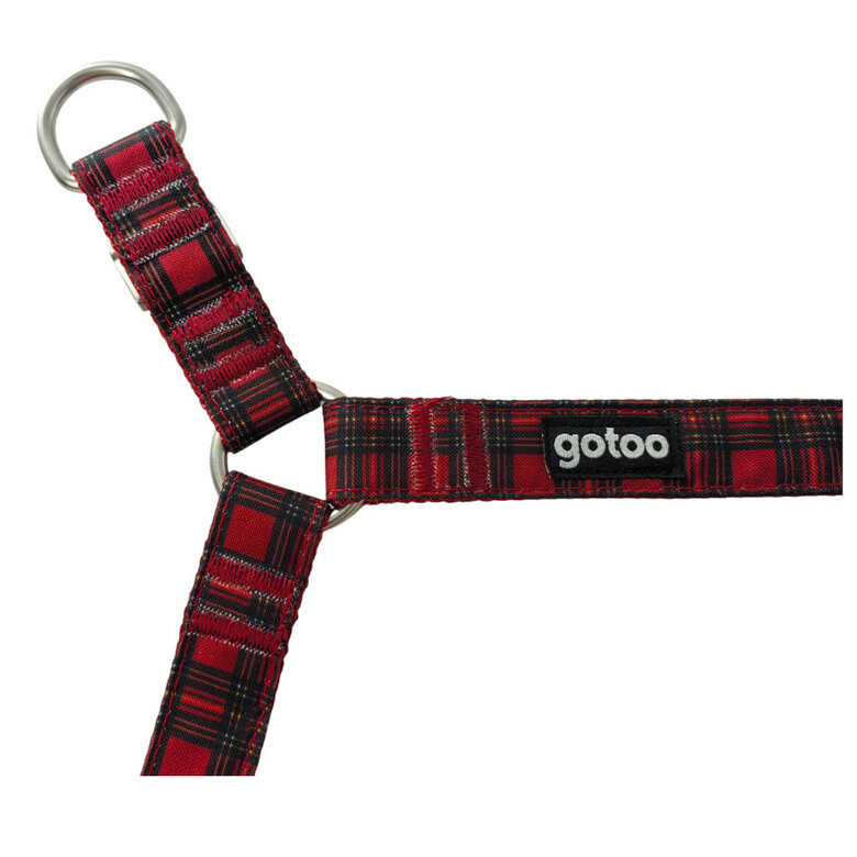 Gotoo Peitoral vermelho estampado tartã para cães,  Imagem número 5 Gotoo Peitoral vermelho estampado tartã para cães, , large Imagem número 5