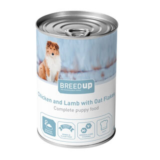 Breed Up Frango & Cordeiro com Aveia lata para cachorros