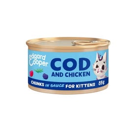 Edgard & Cooper Kitten Pedaços de Bacalhau e Frango com molho em lata para gatinhos