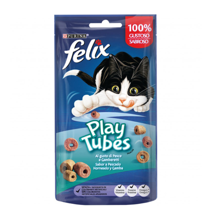 50 g Felix Biscoitos Play Tubes peixe e camar&atilde;o para gatos, , large Imagem n&uacute;mero 1
