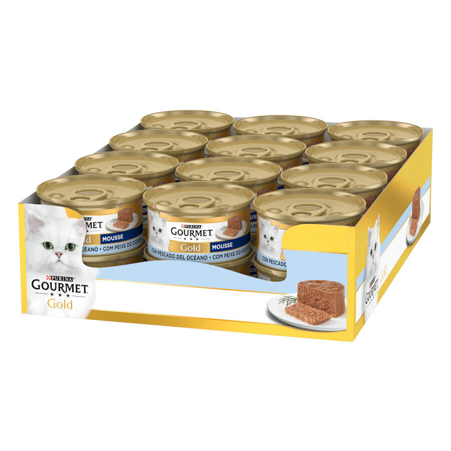 48 latas x 85 g Gourmet Gold Mousse de Peixe do Oceano em lata para gatos Pack Poupan&ccedil;a!, , large Imagem n&uacute;mero 1