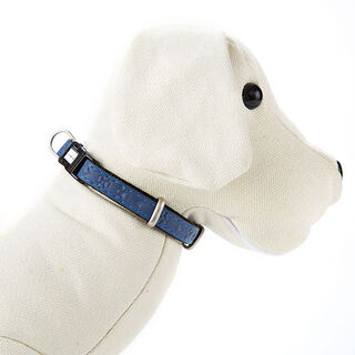 MacLeather Star Coleira Azul de Couro Sintético para cães