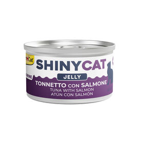 GimCat Shiny Cat Comida h&uacute;mida de Atum e Salm&atilde;o em gelatina em lata para gatos