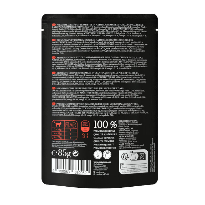 85 g Cat’s Love Adult Carne de Vaca em Gelatina saquetas para gatos,  Imagem número 2 85 g Cat’s Love Adult Carne de Vaca em Gelatina saquetas para gatos, , large Imagem número 2