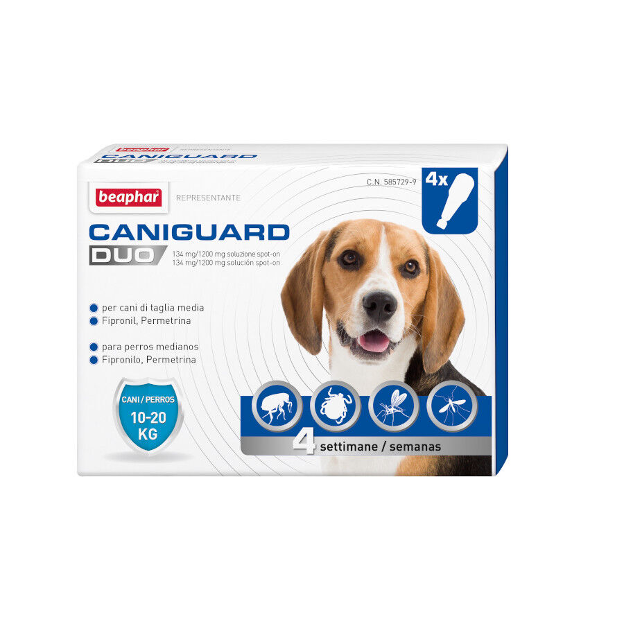 Beaphar Caniguard Duo Pipetas Antiparasit&aacute;rias para c&atilde;es m&eacute;dios, , large Imagem n&uacute;mero 1
