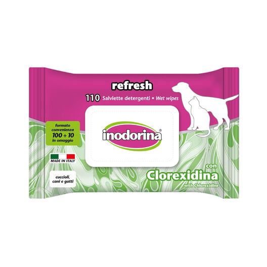 Inodorina Refresh Toalhitas Húmidas Clorexidina para cães e gatos, , large image number null
