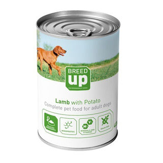 Breed Up Adult Cordeiro con Batatas lata para cães
